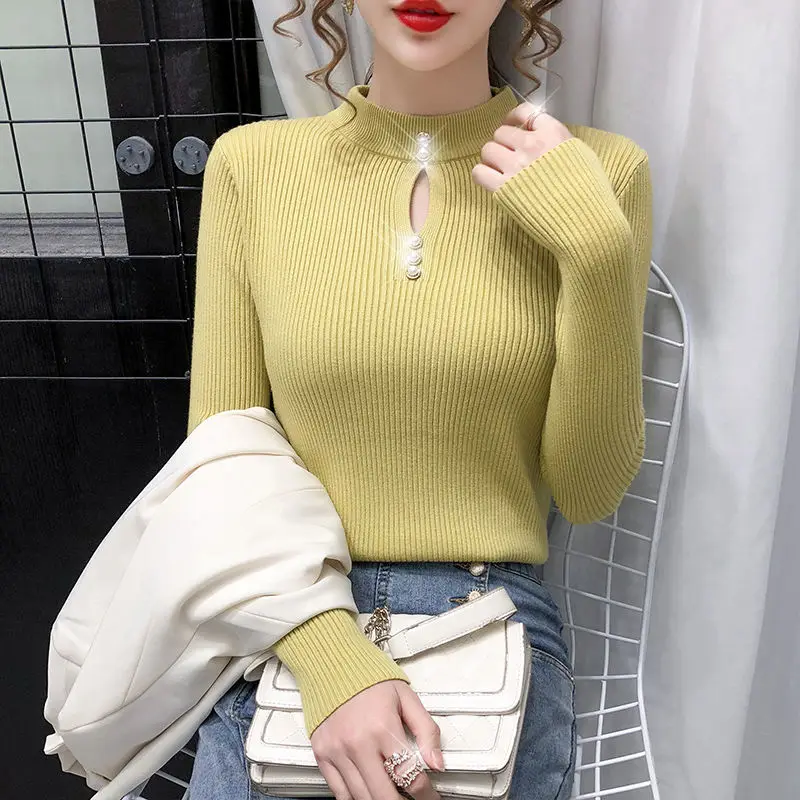 

2021 New Fashion Korean Style Female Side Split Jumper Flare Sleeve Sweaters And Pullovers Autumn Winter Knitted Sweater Women
