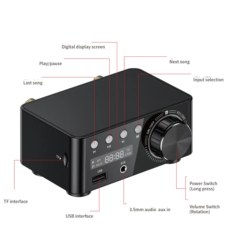Усилитель мощности класса D TPA3116 50Wx2 Bluetooth 5 0 цифровой усилитель стерео аудио