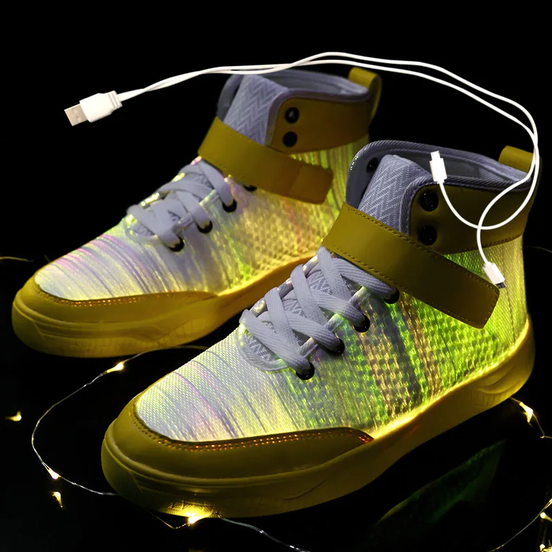 

Size 36-46 New Summer Autumn Led Fiber Optic Shoes for girls boys men women USB Recharge glowing Sneakers Man light up shoes