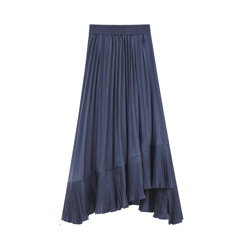 Vintage Irregular Long Skirt Fashion Women's Elastic Waist Autumn Skirts Ruffle Design Party Bottoms Women's Clothes New