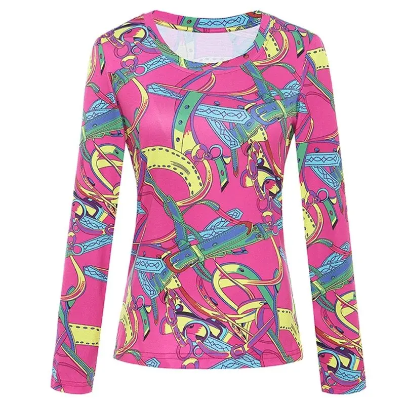 

T-shirt female 2021 summer new fashion temperament t-shirt female long sleeve printing versatile top female fashion