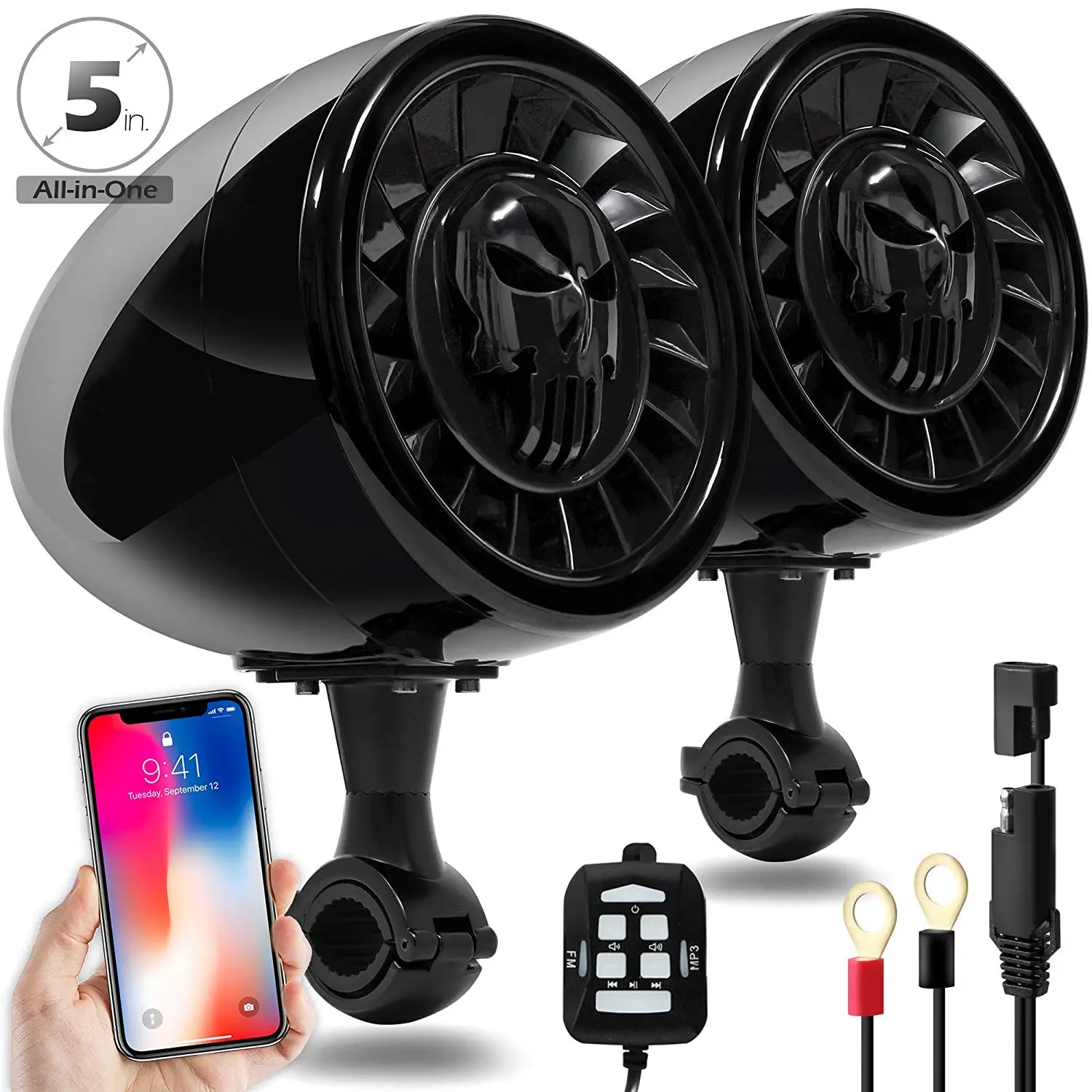 

Aileap SPK500 PRO 5-дюймовый водонепроницаемый ATV/UTV/RZR мотоциклетный Bluetooth-динамик для тяжелых условий эксплуатации бас-лодка аудиосистема с AUX MP3 USB