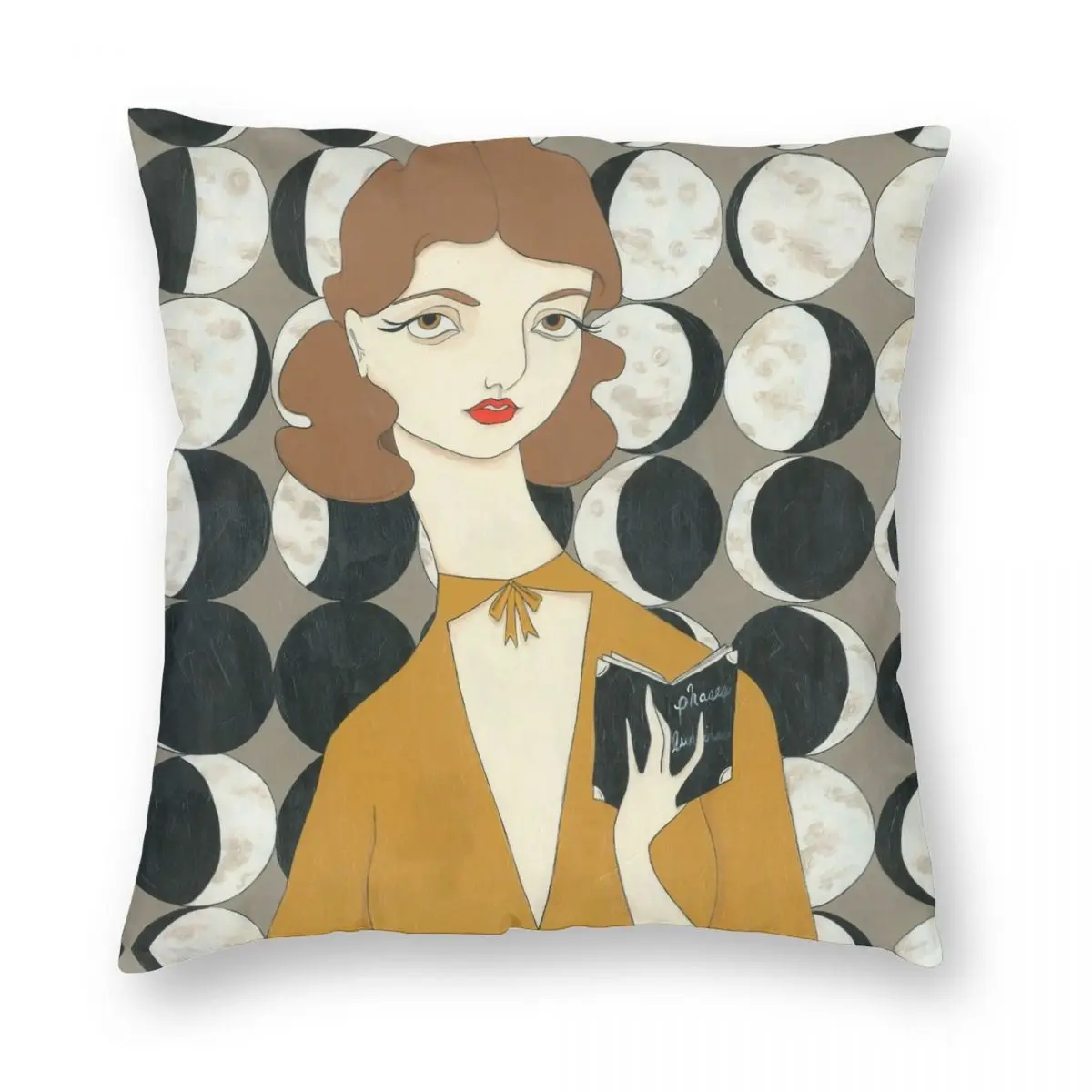 

Moon Phases Woman Square Pillowcase Polyester Linen Velvet Pattern Zip Decor Pillow Case Room Cushion Cover