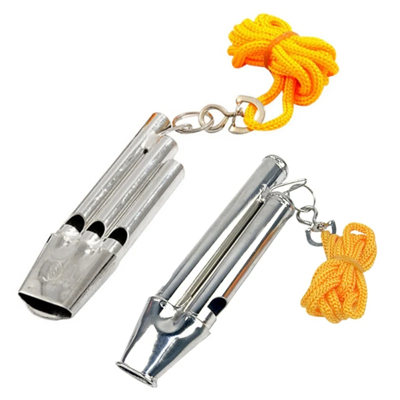 

Metal Coach Referee Whistle With Lanyard Sports Game Trainning Cord Emergency Security Neck Rope Outdoor Ball Whistle