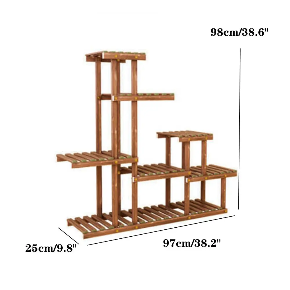 

97x25x98cm Multi Flower Stand Shelves 5 Tiers Wooden Flower Rack Plant Stand Bonsai Display Shelf for Yard Garden Patio Balcony