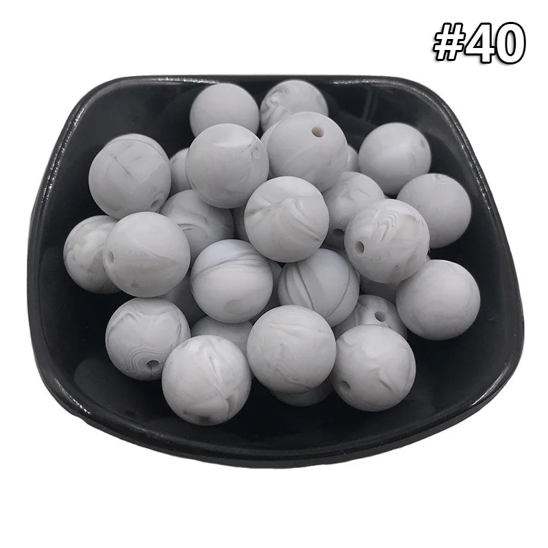 5PCS Beads 40 5 шт. Детские Силиконовые Прорезыватели 19 мм Пищевой бисер без БФА, силиконовый Прорезыватель для зубов DIY ювелирные изделия ожерелье аксессуары для кормления игрушки - Цвет: 5PCS Beads 40