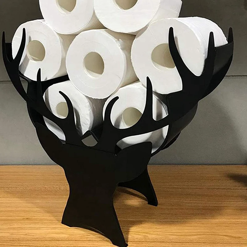 

Freestanding Metal Toilet Roll Holder with Toilet Roll Storage for Bathroom Organization