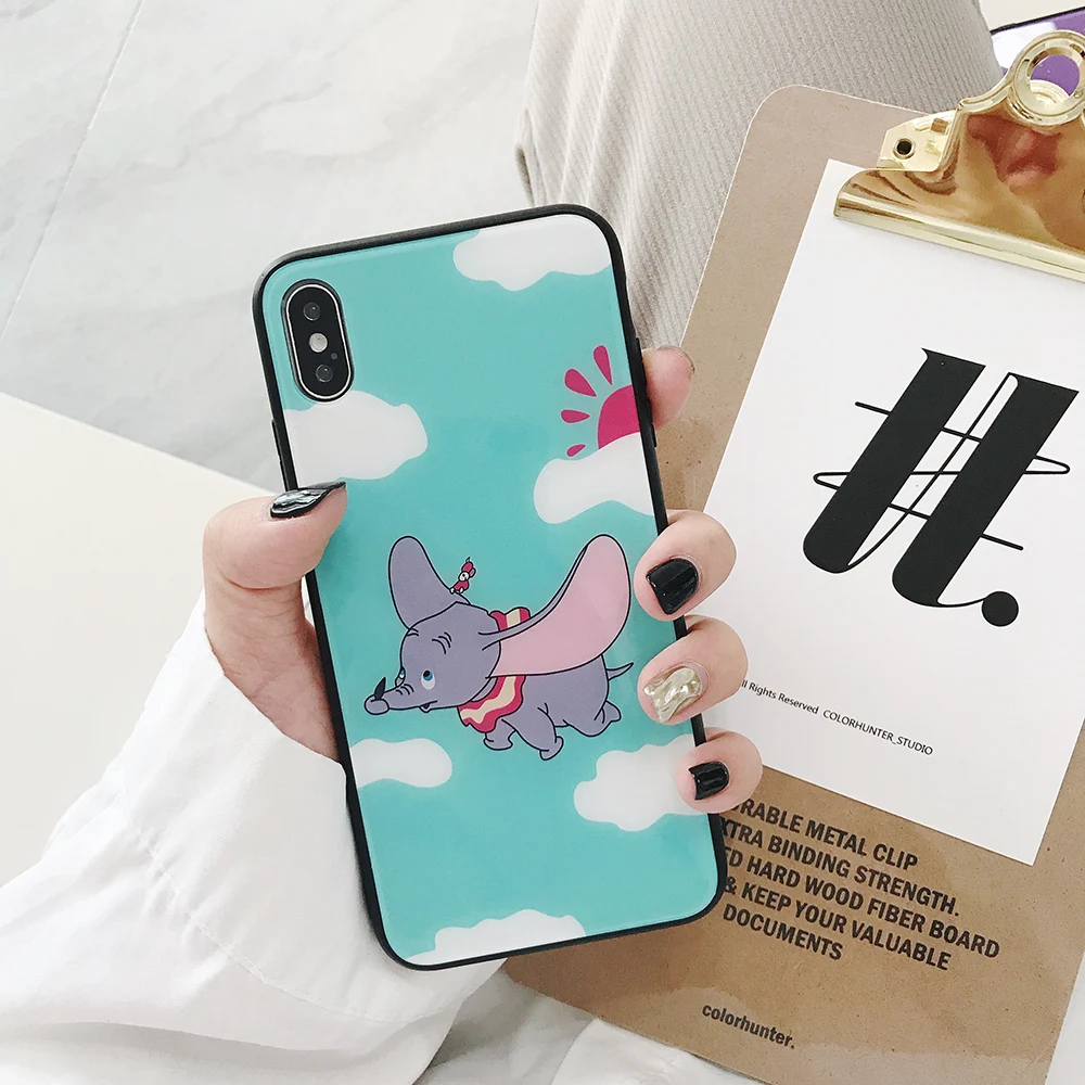 HYH iphone Glass Case Flying Elephant Pattern Anti Knock Fitted for Apple 6 7 8 plus x xs xr max |