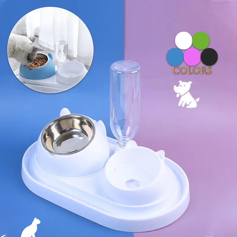 

2 in 1 Pet Cat Bowl Automatic Feeder Cat Bowl With Raised Stand Pet Water Dispenser Food Bowl For Cats Dogs Pet Accessories