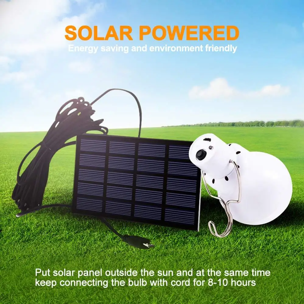 

LED Solar Lamp Portable Light Outdoor Garden Panel Powered Rechargeable Bulb Lights for Patio Camping Garden