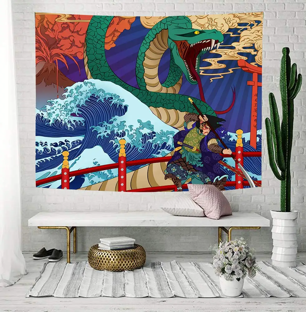 Японский гобелен настенный художественный подвесной психоделический с