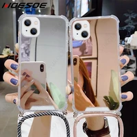 for iphone 13 12 11 pro x xr xs max 6 6s 7 8 plus acrylic mirror lanyard phone case strap cord chain tape necklace back cover