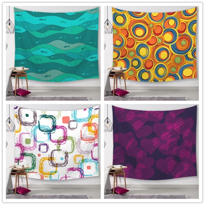 

Цветной гобелен с геометрическим принтом, настенное одеяло, пляжное полотенце, скатерть, фоновая ткань для комнаты, прикроватная подвесная ...
