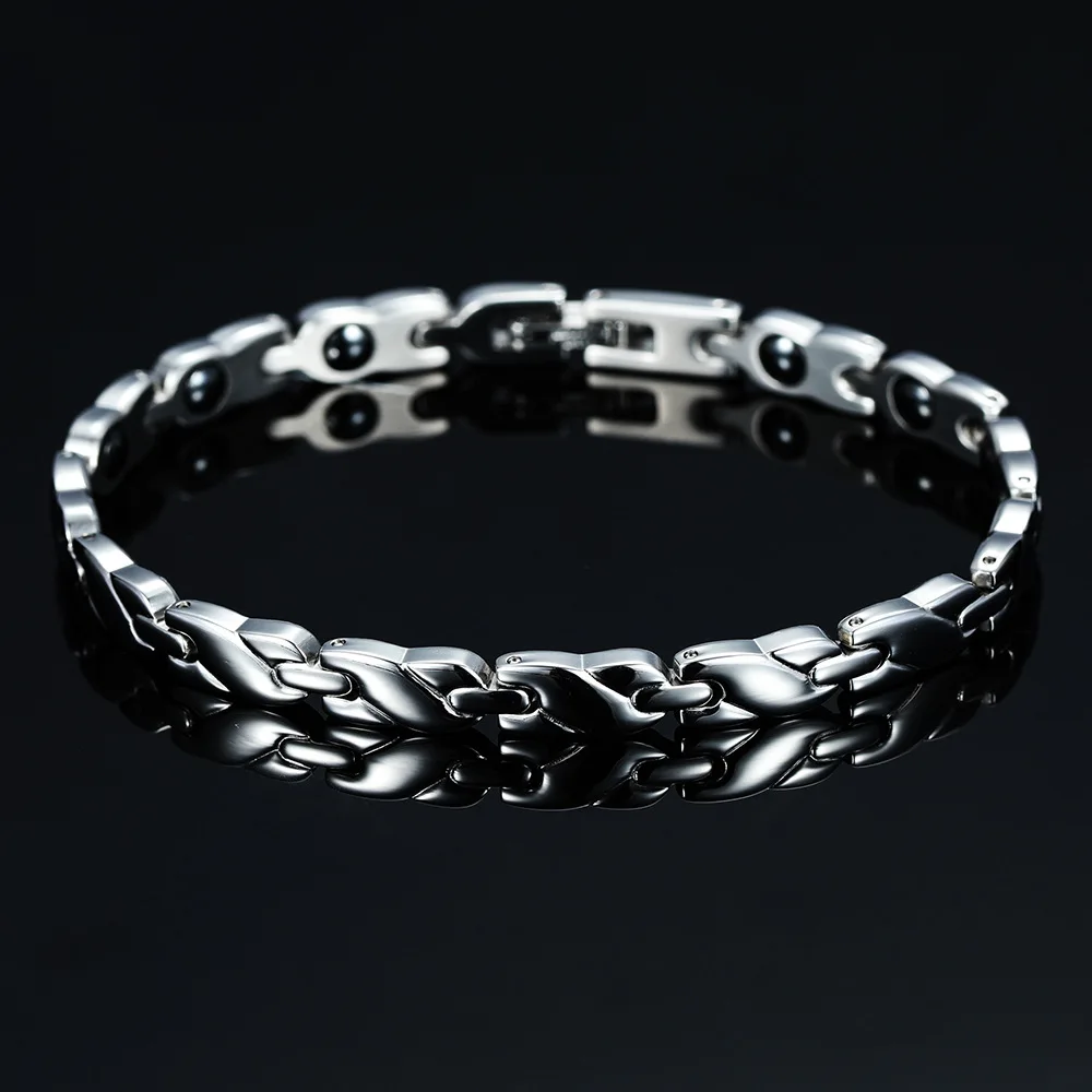 Черный магнитный браслет мужские браслеты из нержавеющей стали для женщин