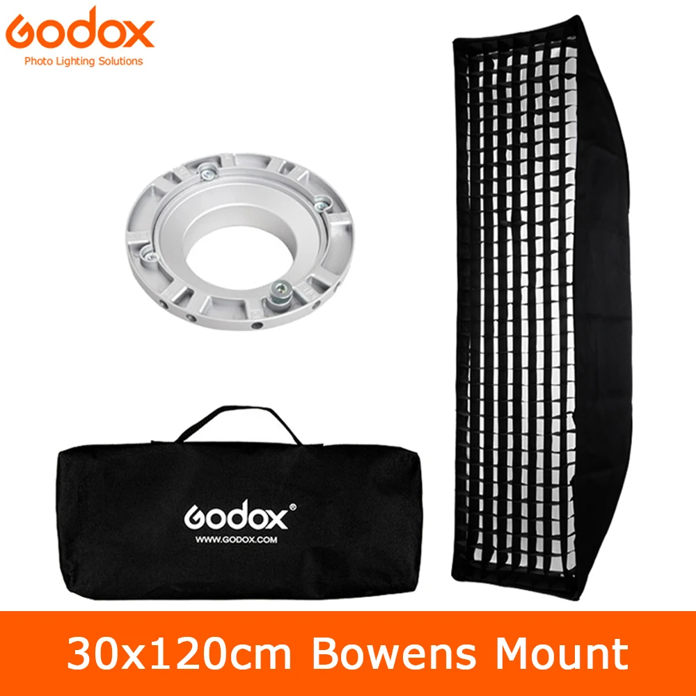 Godox 12 дюймов x 47 30x120 см Прямоугольный софтбокс с сотовой сеткой для фотовспышки