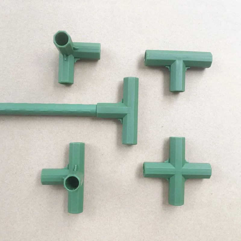 11MM Plastic Garden Pillar Connectors Greenhouse Frame Joints 3Ways 4Ways Tee Connector Plant Shelf Support DIY Fittings