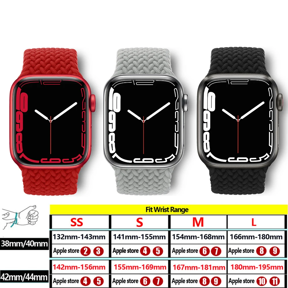 

Braided Solo Loop Strap for Apple Watch Band 44mm 40mm 42mm 38mm 41mm 45mm Elastic Nylon watchband For iwatch 7 6 5 SE 4 3 2