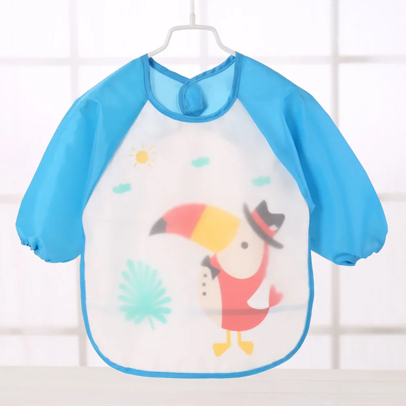 style2 blue Хлопковые Мультяшные детские нагрудники, водонепроницаемые, для малышей, для малышей, для кормления, с длинными рукавами, слюнявчик для мальчиков и девочек - Цвет: style2 blue