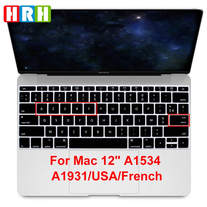 Мягкий силиконовый чехол для клавиатуры HRH французский США Macbook New Pro 13 дюймов A1708