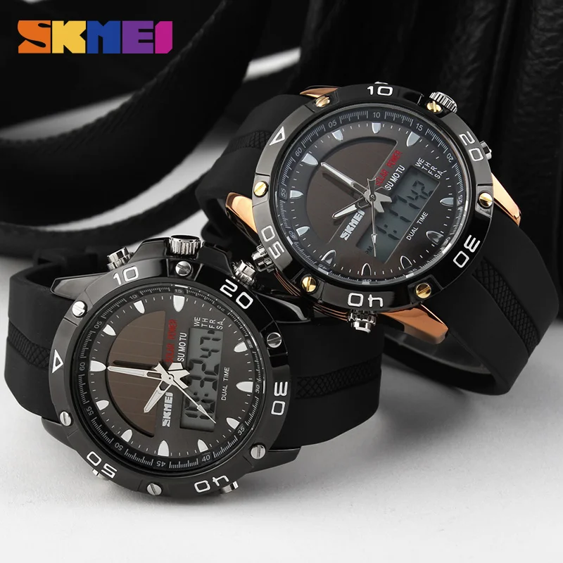 

SKMEI Dual Time Display Men Digital Quartz Watch Chronograph 50M Waterproof Wristwatch Male Sport Watches Relogio Masculino 1064