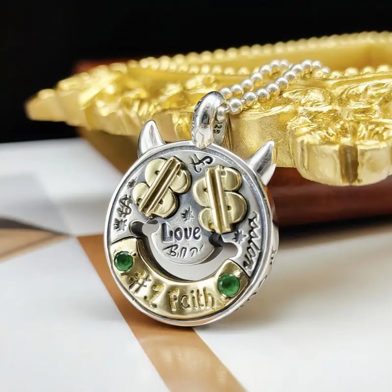 

Circle Sharp Corner Little Devil Pendant for Men Stainless Steel Necklace Fashion Retro Jewelry Gift