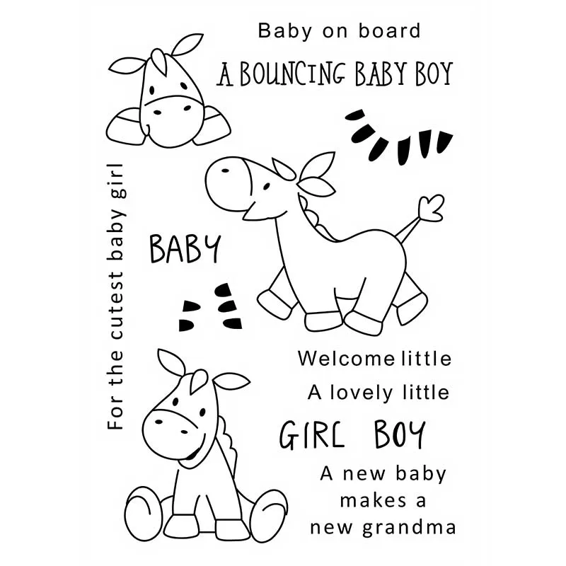 Baby shower horse Transparent Clear Stamps / Silicone stamp for DIY scrapbooks photo album/Card Making | Канцтовары для офиса и