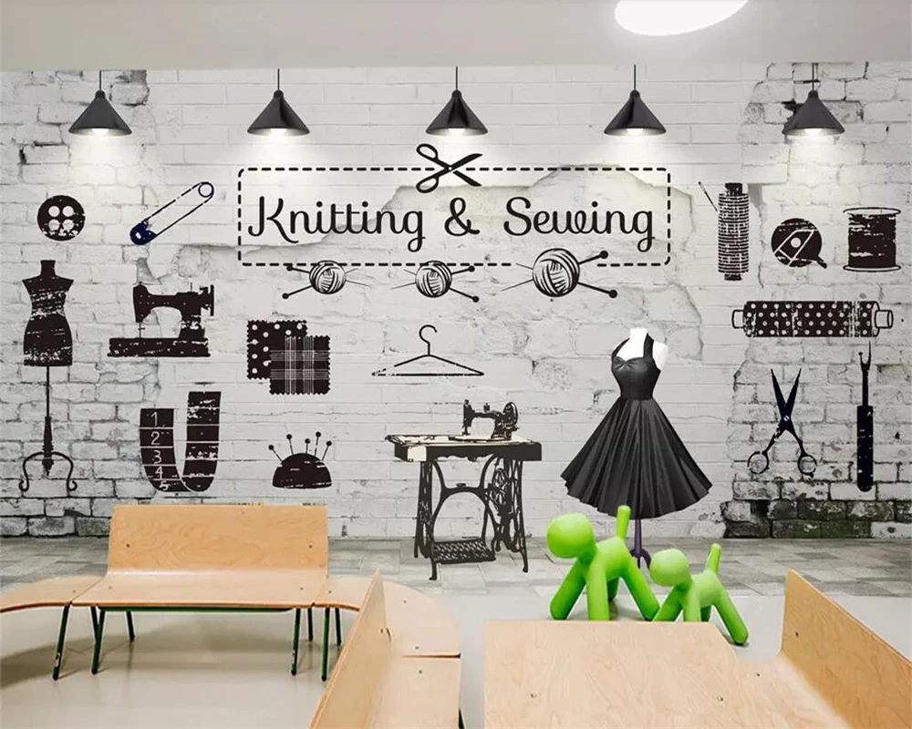 Wellyu пользовательские росписи Ретро Кирпич магазин одежды изображение стены фона