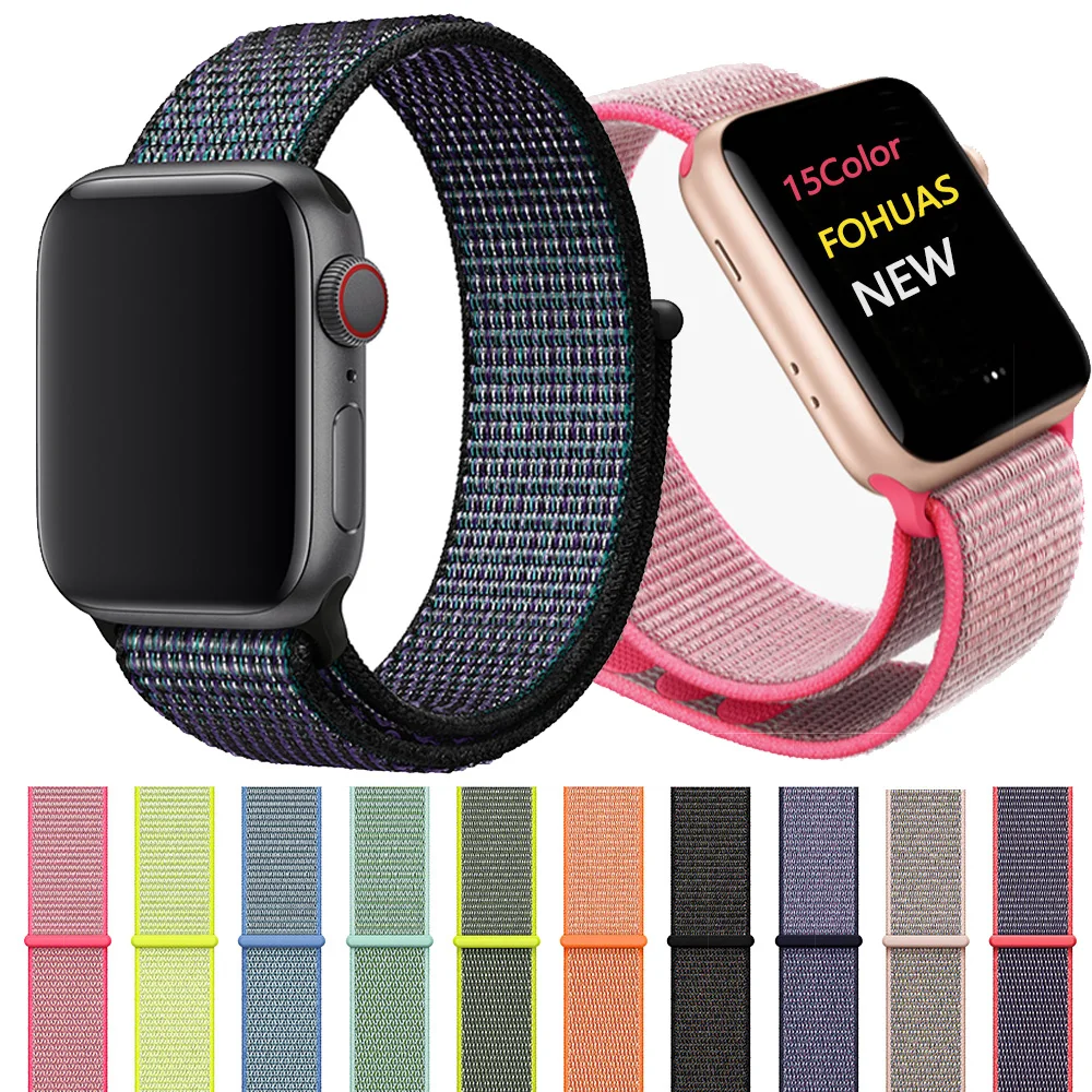 Тканый нейлоновый ремешок для iWatch Apple Watch sport loop bracelet тканевый ремешок 38 мм 42 мм Apple watch band 1 2 3 4 40 мм 44 мм ремешок для часов