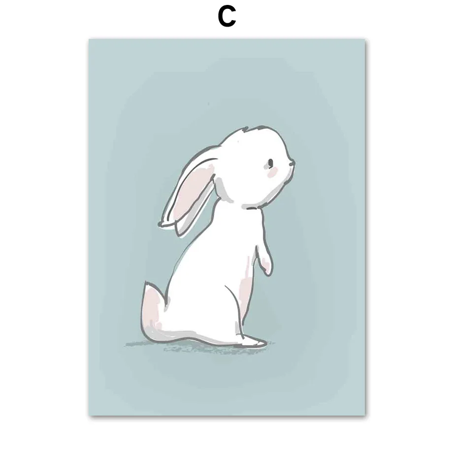 

Cute Cartoon Animal Bunny Flower Balloon Wall Art Canvas Painting Nordic Posters And Prints Wall Picture Kids Nursery Room Decor