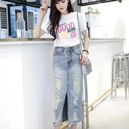 2019 Весна Лето Осень Женская длинная джинсовая юбка плюс размер макси юбки