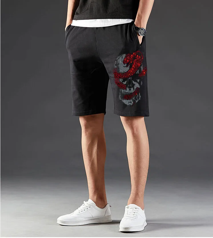 

Летние 2020 новые стильные шорты, мужские шорты со средней эластичной талией стразы, хлопковые шорты для мужчин