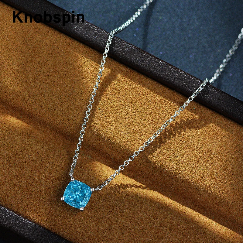 

Knobspin 100% 925 Sterling Silver 7*7 MM Created Moissanite Gemstone Simple Pendant Necklace For Women Fine Jewelry Wholesale