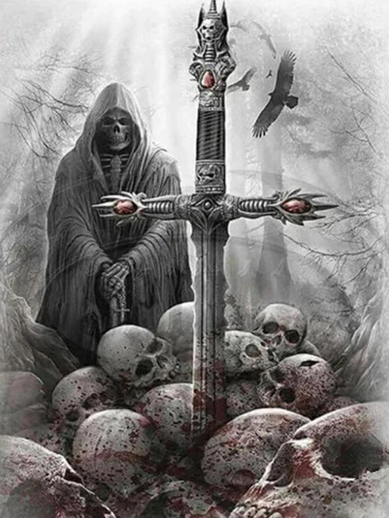 5d алмазная живопись скелет смерть близкая мозаика подарок сделай сам вышивка