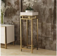 light luxury corner several stainless steel gold plated flower frame post modern living room decorative frame plant flower stand