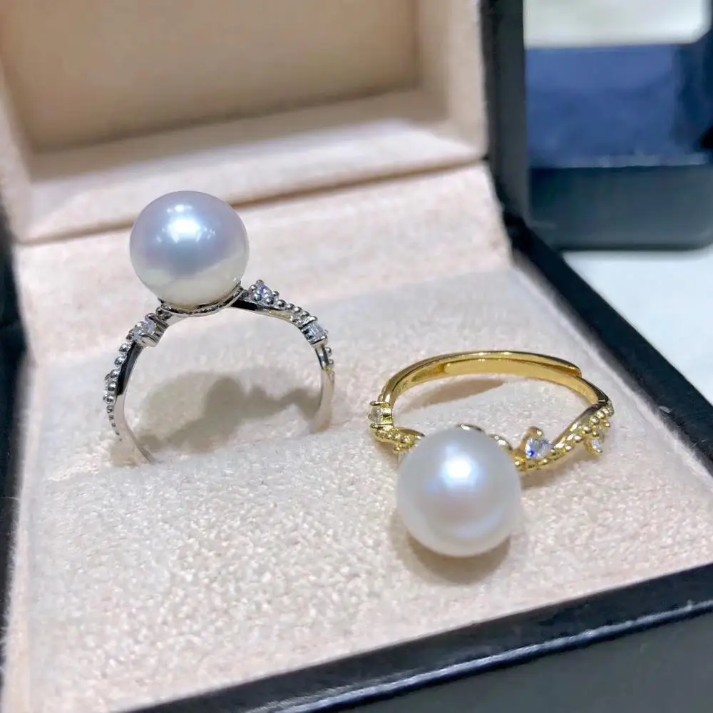 

Hot Charm 925 Sterling Silver Finger Ring Settings Adjustable Ring Findings Jewelry Parts Fittings Accessories for Pearls