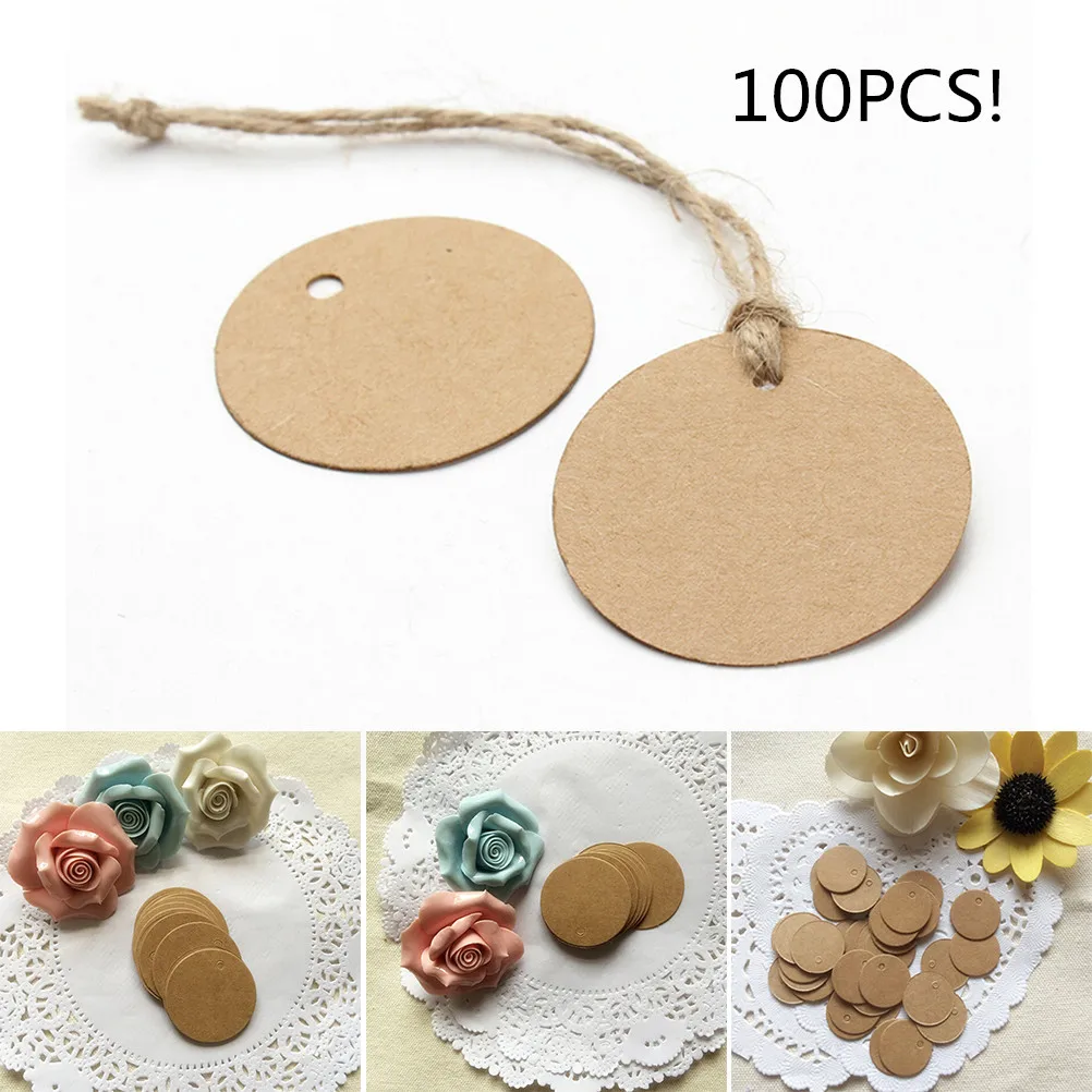 100 шт. круглые коричневые этикетки для одежды с бантом|Ярлыки одежды| |