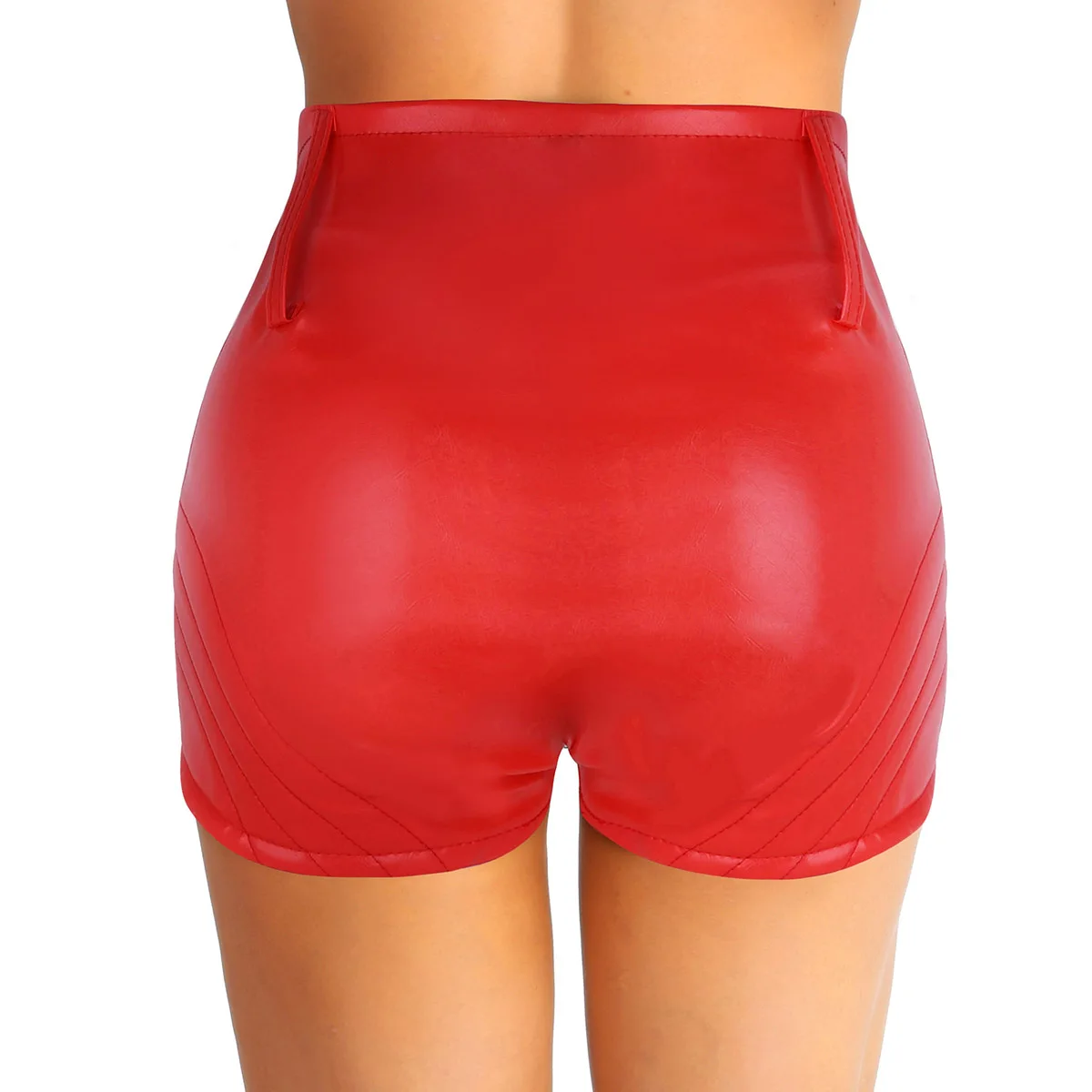 Женские сексуальные шорты из искусственной кожи на молнии спереди с высокой