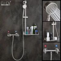 ellen shower faucet set with sliding bar wall shower faucets with shelf storage bath mixer tap hot cold with hand shower el1511