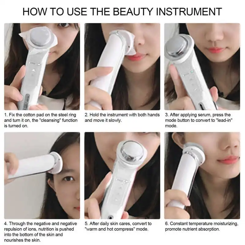 

Professional Ion Facial Cleansing Machine Handheld Warm Face Skin Cleaner Facial Beauty Instrument