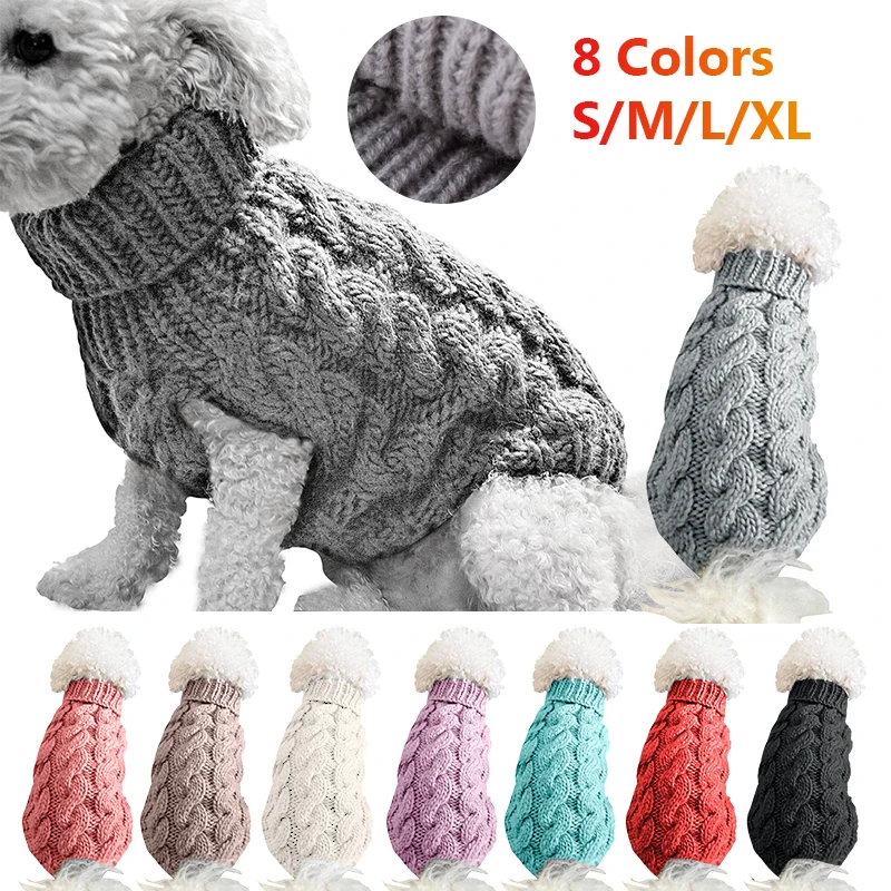 

Теплый свитер для собаки, одежда, зимняя водолазка, вязаная одежда для щенка, костюм для маленьких собак, кошек, чихуахуа, наряд, жилет