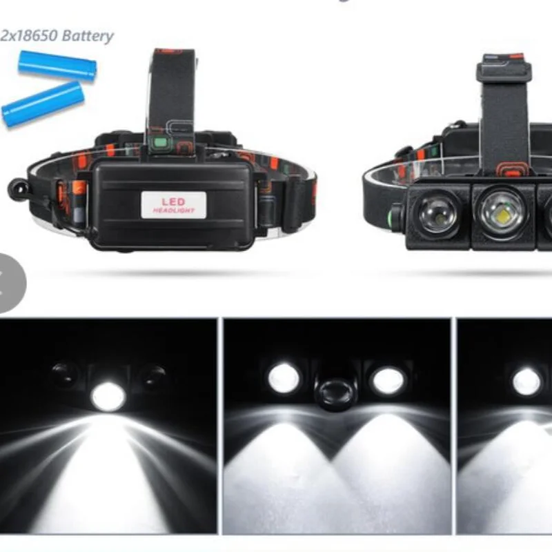 

LED Headlamp Fishing Headlight T6 3 Modes Zoomable Waterproof Super bright camping light Powered by 2x18650 batteries survival