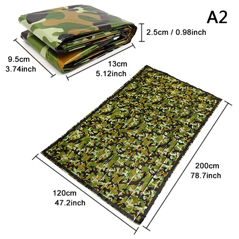 Камуфляжный аварийный спальный мешок теплый водонепроницаемый майлар двойная