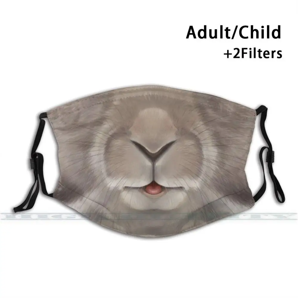 

Rabbit Face Fashion Print Reusable Funny Pm2.5 Filter Mouth Face Mask Rabbit Bunny Hare Lepus Mask Face Blep