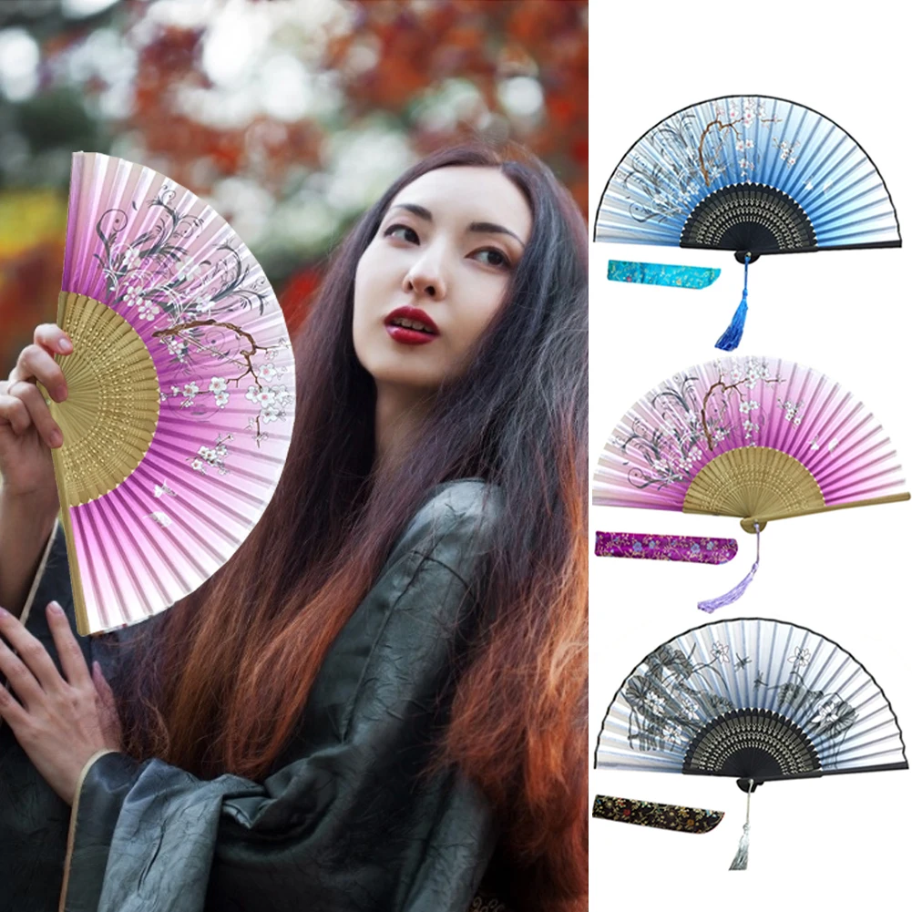 Летние Ручной Веер Ретро бамбуковый веер с цветочным узором в китайском стиле