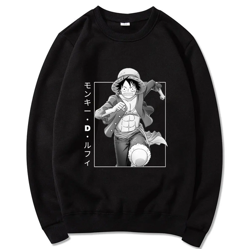 

New Arrival Luffy One Piece Sweatshirt Mens Fashion Hip Hop Tracksuit Casual Wear Pattern Print Spring Tops Crewneck Costume