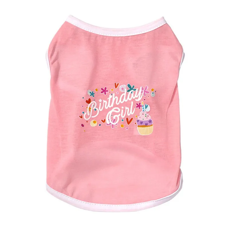 

Pet Cats And Dogs Spring And Summer Breathable Thin Cute Happy Birthday Vest Pink Pet Supplies Accessories
