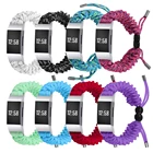 Тканый ремешок для смарт-браслета Fitbit Charge 4, регулируемый тканевый Плетеный ремешок из веревки для fitbit charge 3 charge 2, 5 полос зарядки