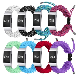 Тканый ремешок для смарт-браслета Fitbit Charge 4, регулируемый тканевый Плетеный ремешок из веревки для fitbit charge 3 charge 2, 5 полос зарядки