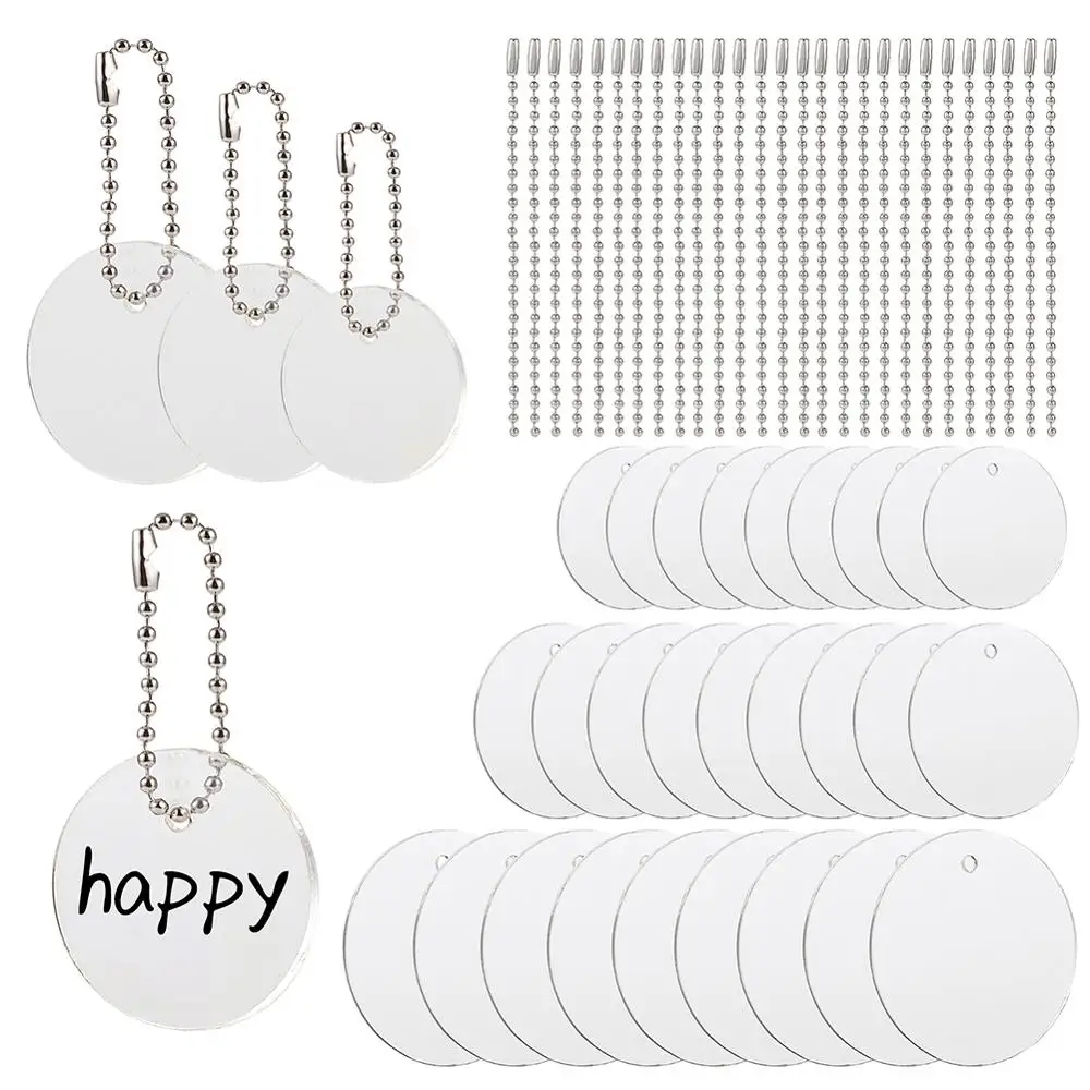 

1 Set For DIY Keychain Making Accessories with Ball Chains and Acrylic Blank Pendants, 58x12mm, Hole: 2.5mm