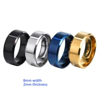 8mm matt stainless steel simple design plain titanium rings gold tone silver plated black blue rings men woman jewelry gift
